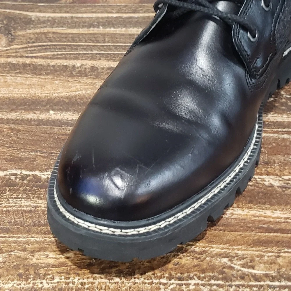 Timberland Boot Mens 12 A1PIZ Black Good Leather American Woolen Co Lace Up